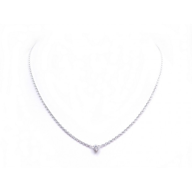 NEUF COLLIER 45 CM EN OR BLANC 18K ET DIAMANT SOLITAIRE 0.38 CT NECKLACE 2000€