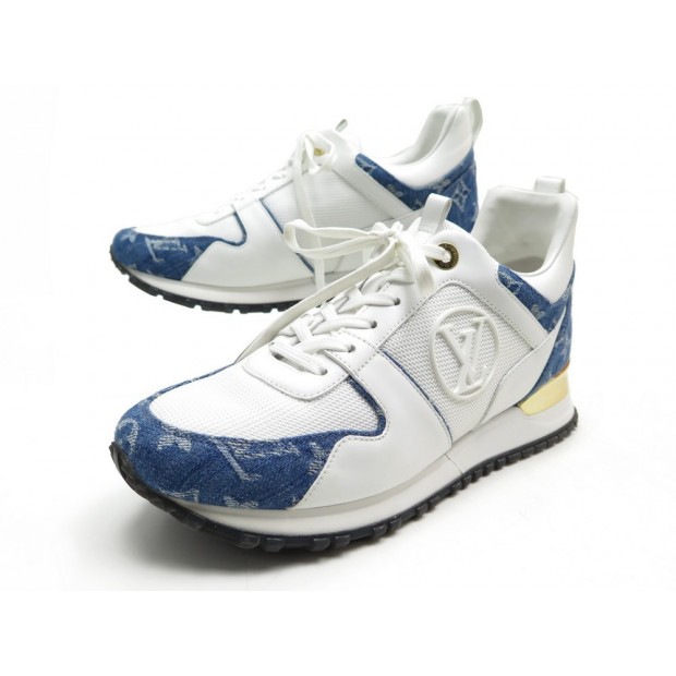 NEUF CHAUSSURES LOUIS VUITTON BASKETS RUN AWAY MONOGRAM DENIM 39 SNEAKERS 650€