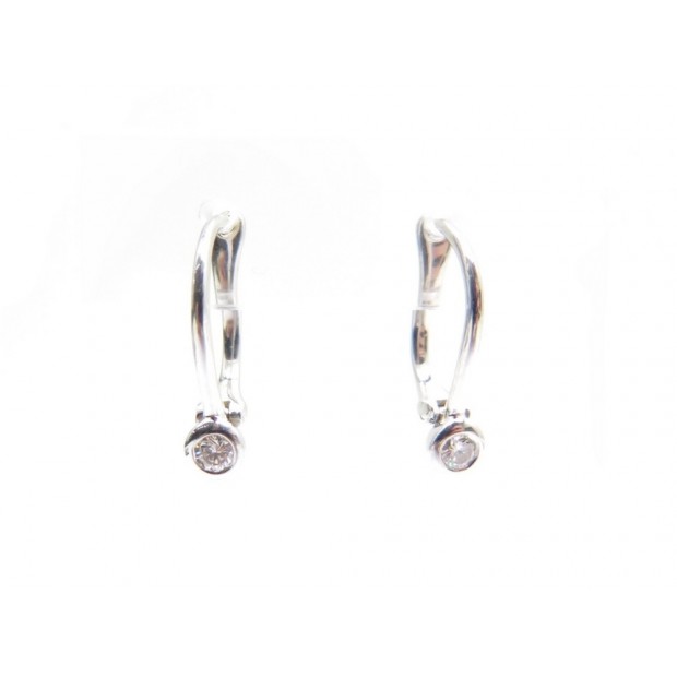 BOUCLES D'OREILLES EN OR BLANC 18K & SOLITAIRE DIAMANTS 0.16CT DIAMONDS EARRINGS