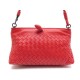 SAC BOTTEGA VENETA POCHETTE CUIR ROUGE 