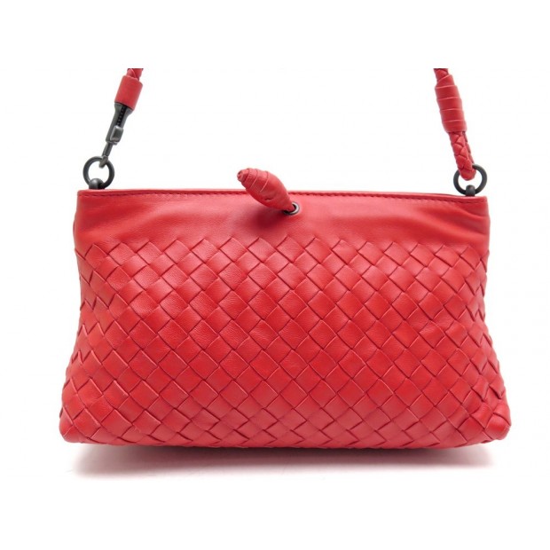 SAC A MAIN BOTTEGA VENETA FRAME INTRECCIATO CUIR ROUGE RED LEATHER HAND BAG 945€