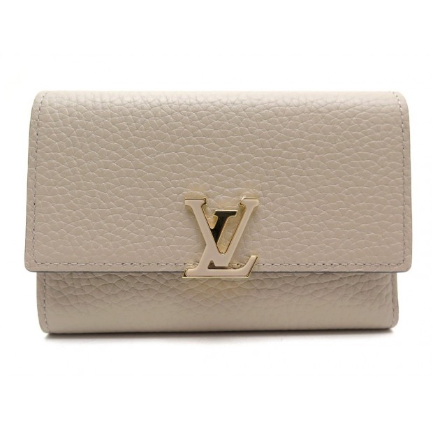 NEUF PORTEFEUILLE LOUIS VUITTON COMPACT CAPUCINES M62159 CUIR TAUPE WALLET 600€