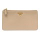 NEUF POCHETTE PRADA 1M1152 TROUSSE CUIR SAFFIANO BEIGE + BOITE NEW POUCH WALLET