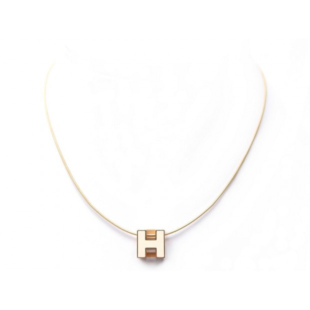 COLLIER HERMES PENDENTIF CAGE D H METAL DORE ET LAQUE PENDANT NECKLACE 345€