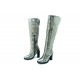 BOTTES CUISSARDES A TALONS UGG COLLECTION 7 38 EN CUIR FACON CROCO ARGENTE 1050€