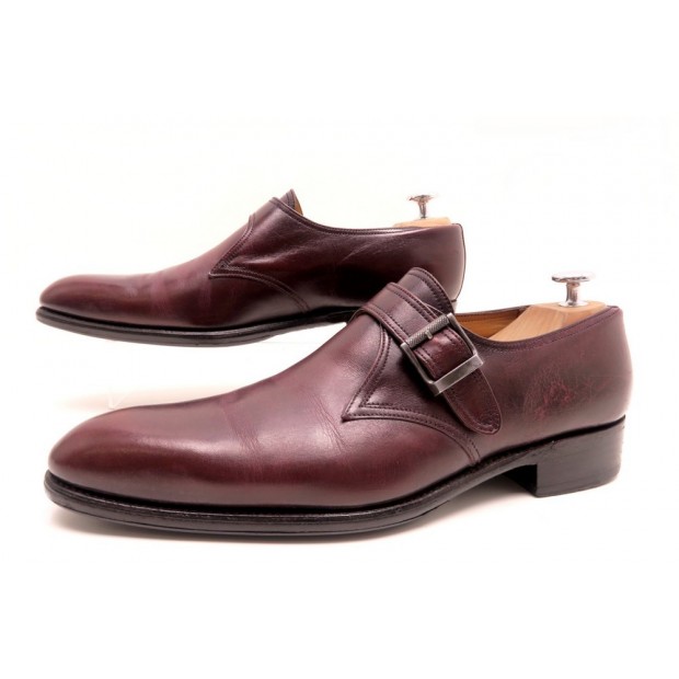 CHAUSSURES JM WESTON MONK STRAP SOULIERS A BOUCLE CUIR BORDEAUX 7D 41 BOITE 760€