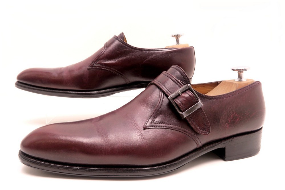 靴 J.M Weston Medallion tip monk strap Women's Black Leather Monk Strap Derby – J.M. Weston