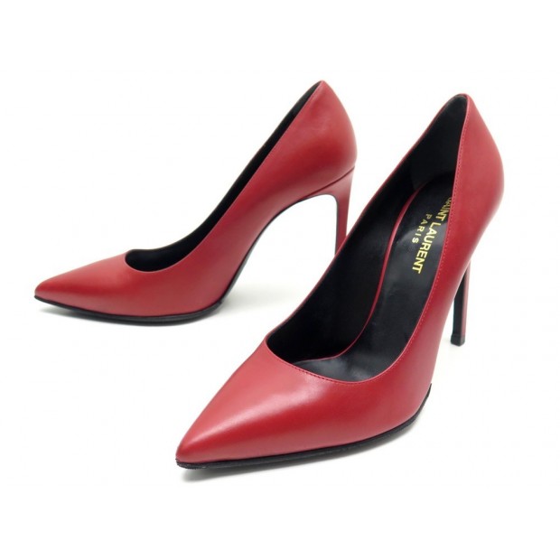 CHAUSSURES SAINT LAURENT 315534 ESCARPINS 36.5 CUIR ROUGE +BOITE PUMP SHOES 540€