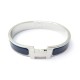 NEUF BRACELET HERMES CLIC CLAC H FIN EMAIL BLEU ACIER BROSSE 