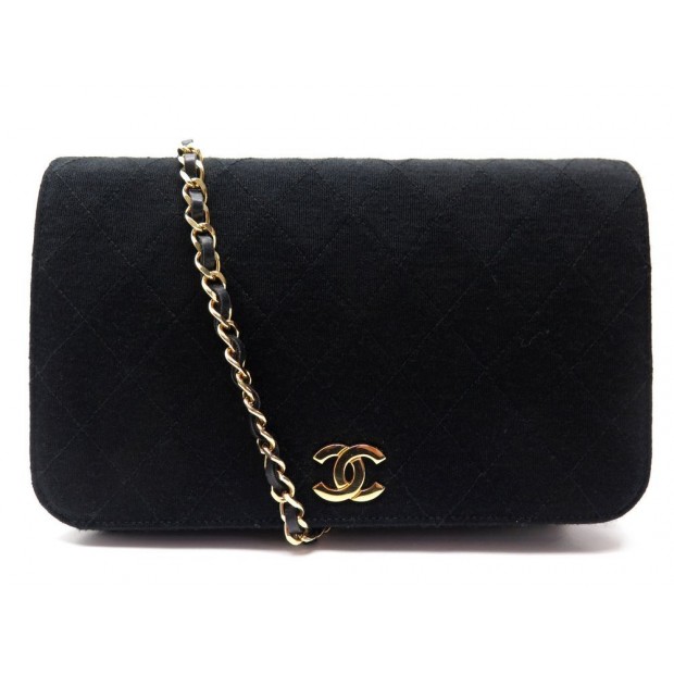 SAC A MAIN CHANEL TIMELESS EN JERSEY NOIR MATELASSE BLACK SHOULDER HANDBAG 2800€