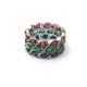 TRIO DE BAGUE OR BLANC 18CT RUBIS EMERAUDES SAPHIRS 