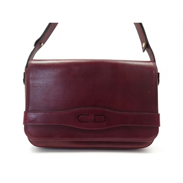 VINTAGE SAC BESACE CHRISTIAN DIOR CUIR ROUGE 