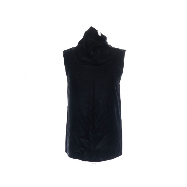 HAUT YVES SAINT LAURENT DEBARDEUR A COL ROULE 38 M VELOURS NOIR BLACK TOP 1490€