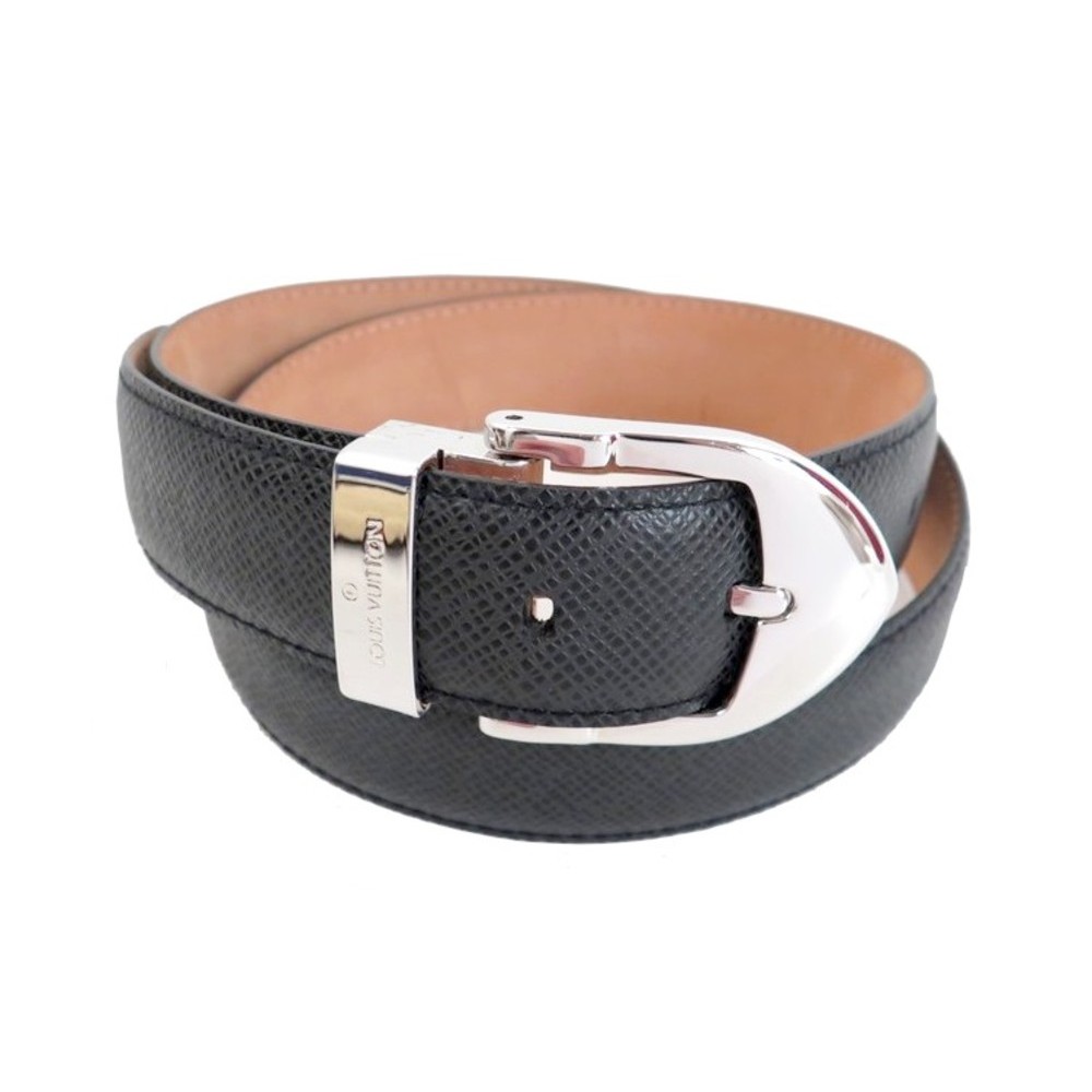 Initiales en cuir ceinture Louis Vuitton Noir taille 80 cm en Cuir