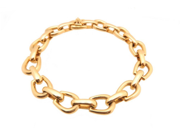 bracelet hermes etriers en or jaune 18k 42.5g