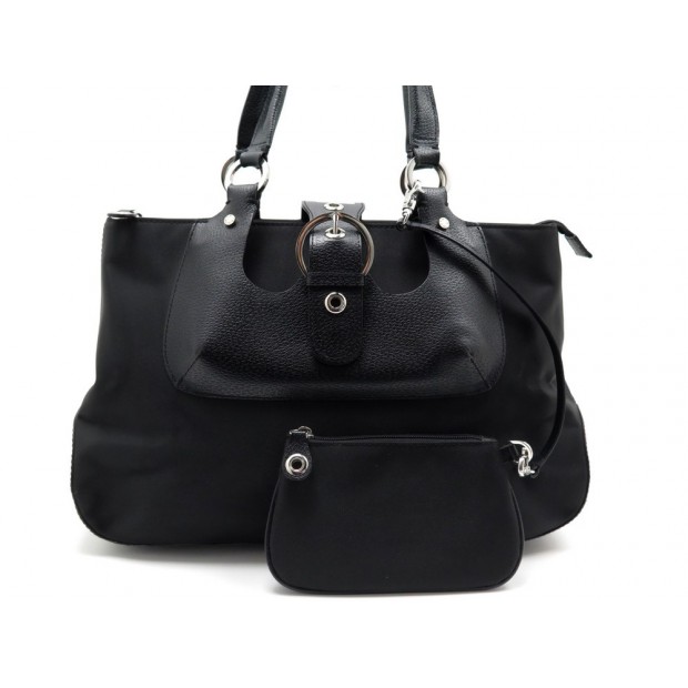 SAC A MAIN LANCEL EN TOILE ET CUIR NOIR + POCHETTE BLACK LEATHER HAND BAG 500€