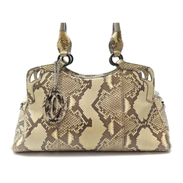 SAC A MAIN CARTIER MARCELLO EN CUIR DE PYTHON CAMEL SNAKE LEATHER HAND BAG 2200€