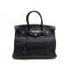 SAC A MAIN HERMES BIRKIN 35 EN CUIR TAURILLON CLEMENCE NOIR & DORE HAND BAG