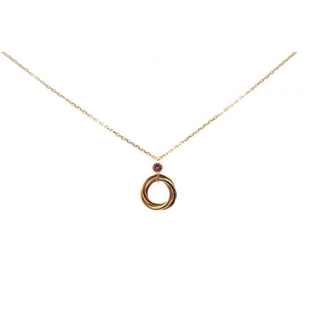 NEUF COLLIER PENDENTIF CARTIER TRINITY BABY 3 ORS SAPHIR ROSE 3GR NECKLACE 1700€