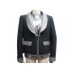 NEUF VESTE CHANEL ENSEMBLE BLAZER MATELASSE ET TOP 42 L COTON ET SOIE NOIR 4200€