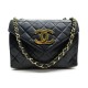 VINTAGE SAC A MAIN CHANEL RABAT LOGO OVERSIZE CC CUIR MATELASSE NOIR BAG 4200€