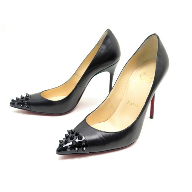 CHAUSSURES CHRISTIAN LOUBOUTIN PIGALLE SPIKE 36 ESCARPINS EN CUIR NOIR PUMP 545€