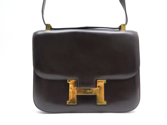 sac a main hermes constance cuir box marron