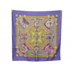 FOULARD HERMES LES TAMBOURS SOIE VIOLET 
