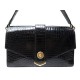 VINTAGE SAC A MAIN HERMES EN CUIR DE CROCODILE NOIR BLACK LEATHER HAND BAG