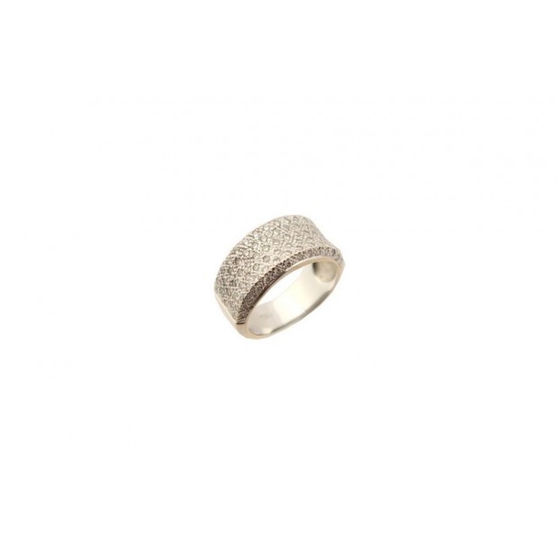 BAGUE LARGE TAILLE 50 EN OR BLANC 18K 6 GR SERTIE DE 101 DIAMANTS 0.25 CT RING