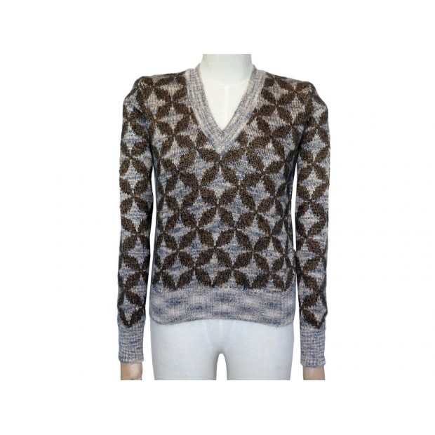 NEUF PULL CHANEL P54505 T34 S EN SOIE ET LAINE MOHAIR MARRON SILK SWEATER 1900€