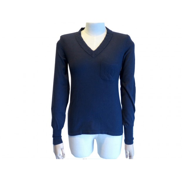 PULL CHANEL CAMELIA P38923 TAILLE 34 S CACHEMIRE BLEU MARINE BLUE SWEATER 1300€