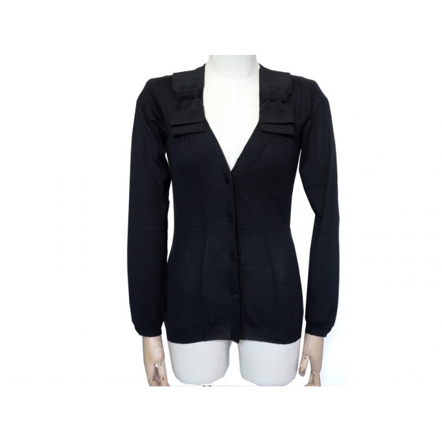 GILET PRADA AVEC NOEUD 40 IT 38 FR M EN COTON NOIR BLACK COTTON KNOT VEST 980€