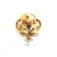 BROCHE EN OR JAUNE 18K FLEURS AVEC PERLES 17 GR 