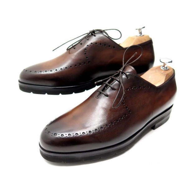 NEUF CHAUSSURES BERLUTI NEW PHYSIO S1015 RICHELIEU 7.5 41.5 EN CUIR MARRON 1230€