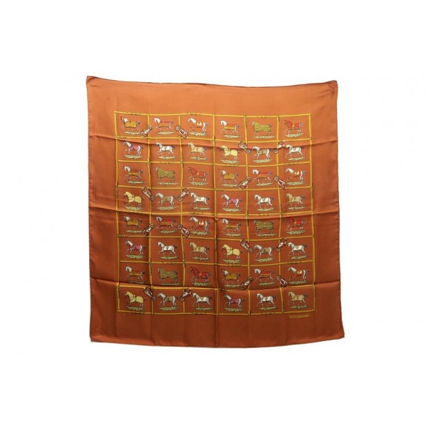 VINTAGE RARE FOULARD HERMES CHEVAUX COUVERTURES ET TENUES DE JOUR CARRE 350€