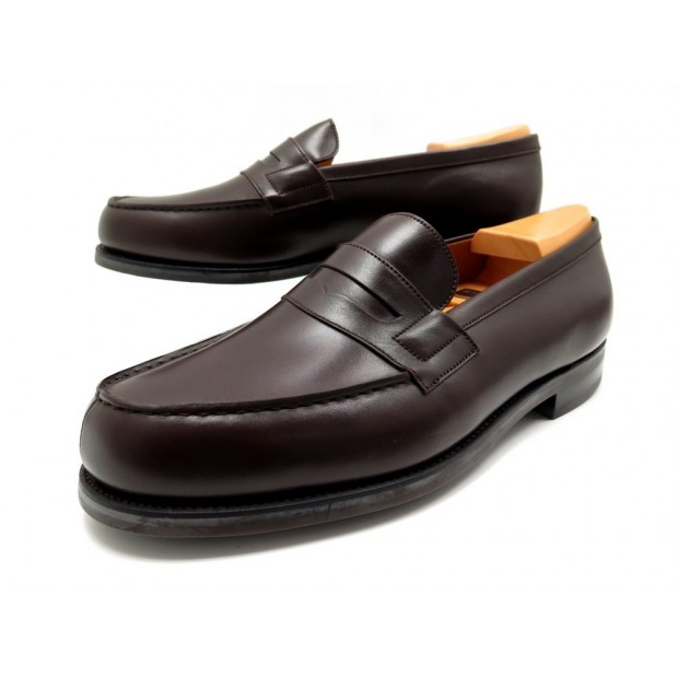 NEUF CHAUSSURES JM WESTON MOCASSINS 180 9F 43 CUIR MARRON EMBAUCHOIR SHOES 695€