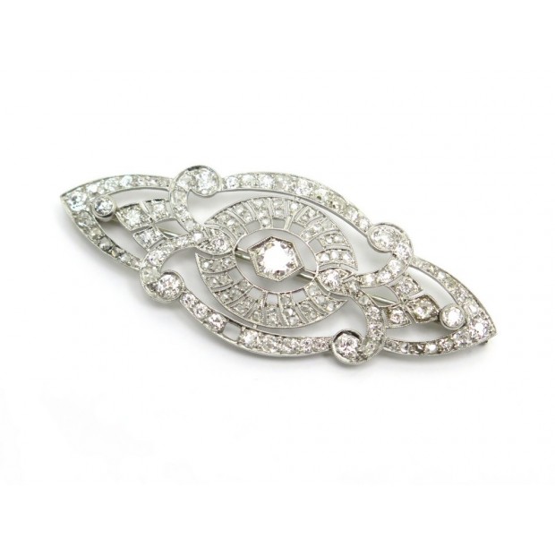 BROCHE ART DECO PLATINE ET DIAMANTS 3.15 CARATS 11.3GR