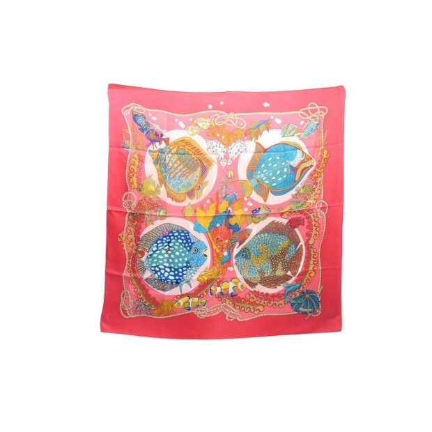 FOULARD HERMES GRANDS FONDS ANNIE FAIVRE CARRE EN SOIE ROSE PINK SILK SCARF 350€