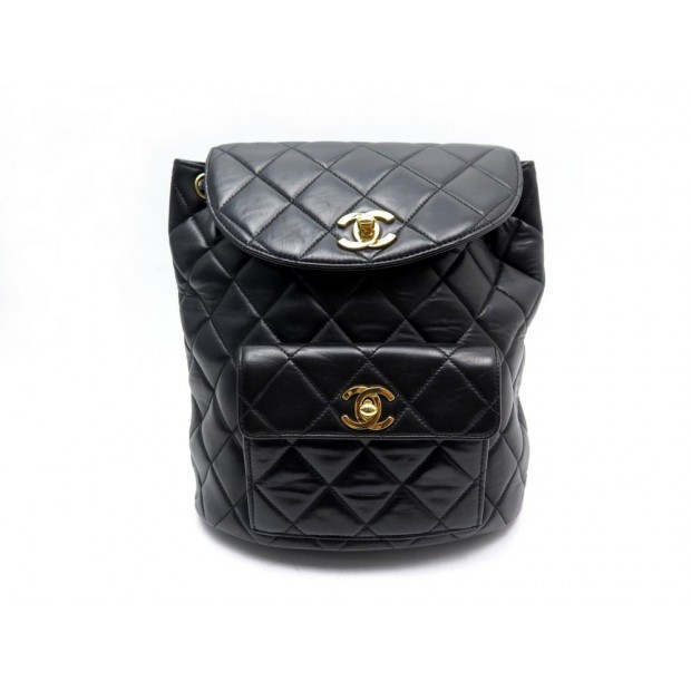 VINTAGE SAC A DOS CHANEL GABRIELLE TIMELESS CUIR MATELASSE NOIR BACKPACK 4050€