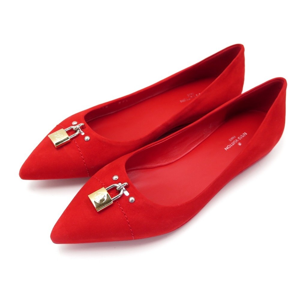 red lv flat shoes
