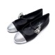 NEUF CHAUSSURES CHANEL CAMELIA G26612 BALLERINES 37.5 EN SATIN NOIR + BOITE 620€