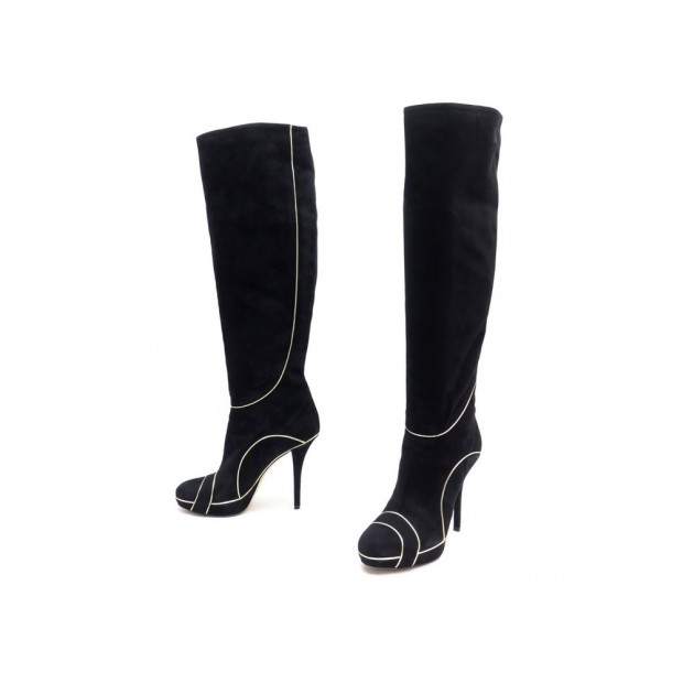 NEUF BOTTES CHRISTIAN DIOR WAVE 38 HIGH BOOTS CHAUSSURES DAIM BOITE SHOES 1250€