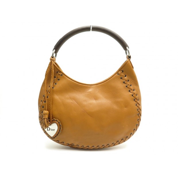 SAC DIOR CUIR GOLD ANSE EN BOIS 