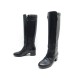 CHAUSSURES CHANEL BOTTES CHAINE G29930 38 EN CUIR NOIR LEATHER BOOTS SHOES 1450€