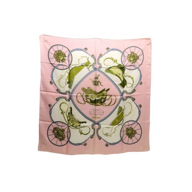 VINTAGE FOULARD HERMES SPRINGS 100% SOIE ROSE 