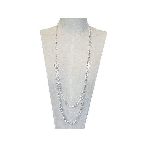 NEUF COLLIER HERMES SAUTOIR ALPHAKELLY MOYEN MODELE H118121B00 EN ARGENT 1950€