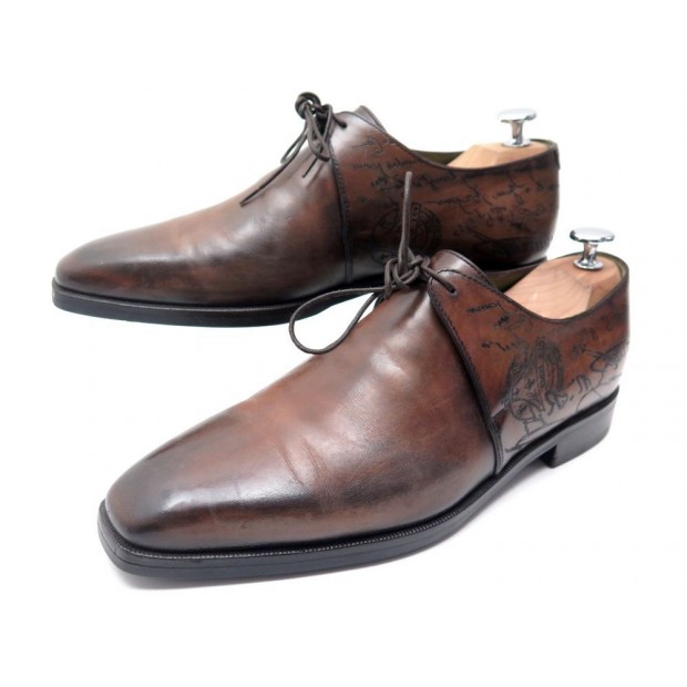 CHAUSSURES BERLUTI SCRITTO 1 OEILLET 7 41 DERBY CUIR MARRON LEATHER SHOES 1680€