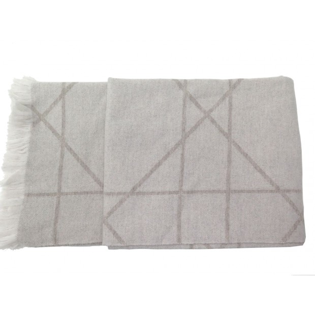 NEUF PLAID DIOR COUVERTURE A FRANGES CANNAGE CACHEMIRE TAUPE + BOITE COVER 1600€
