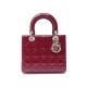 NEUF SAC A MAIN CHRISTIAN DIOR LADY PM EN CUIR VERNI ROUGE RED LEATHER BAG 3500€